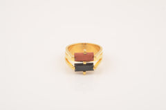 Black Red Gemstone Silver Ring, 925 Sterling Silver Ring, 18k Gold Plated Ring, Multi Stone Unique Ring