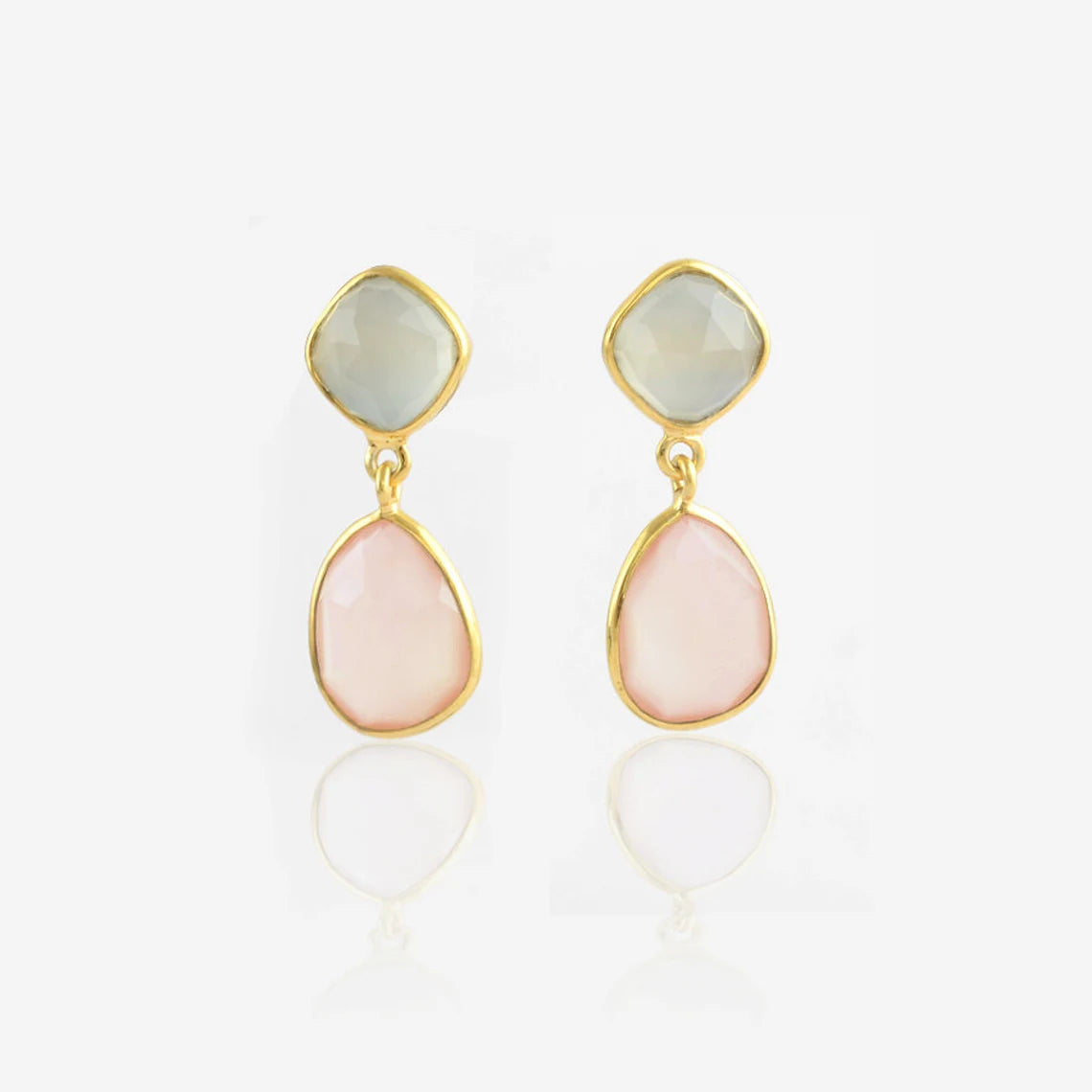 Chalcedony Gemstone Dangle Earrings-18K Gold Plated Handmade Sterling Silver Drop Earrings-Party Wear Earring-Wholesale Boho Jewelry Earring