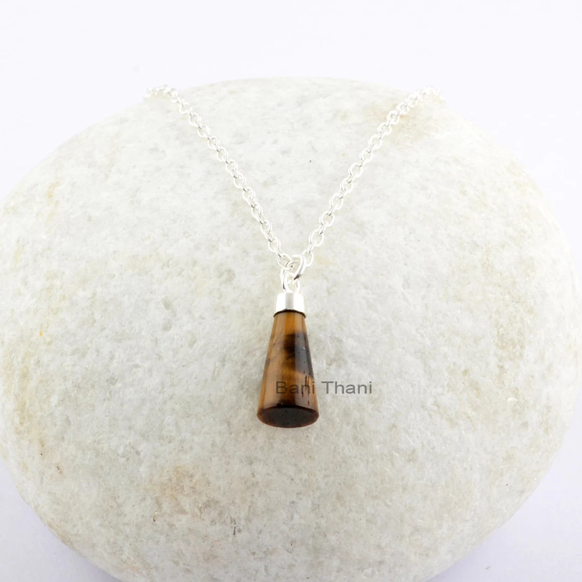 Tiger's Eye Necklace - 925 Silver - Handmade Pendant Necklace - 8x16mm Frustum - Artisan Jewelry - Gift For Graduation - Jewelry For Lawyer