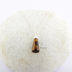 Tiger's Eye Necklace - 925 Silver - Handmade Pendant Necklace - 8x16mm Frustum - Artisan Jewelry - Gift For Graduation - Jewelry For Lawyer