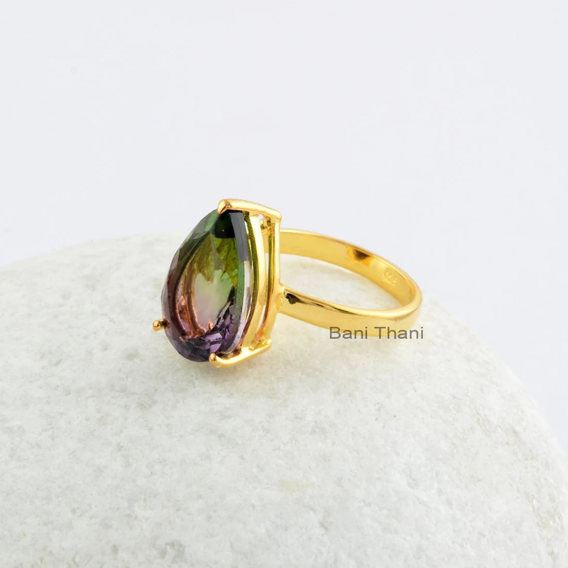 Pink Tourmaline Doublet Quartz Ring - Solid Silver - Gold Plated Ring - handmade Jewelry - Prong Set - Jewelry For Prom - Gift For Wife