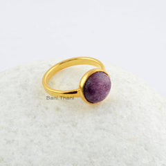 Purpurite Ring, - 925 Sterling Silver - Rose Gold Plated Ring - Statement Jewelry - Jewelry For A Lawyer - Gift For Writer