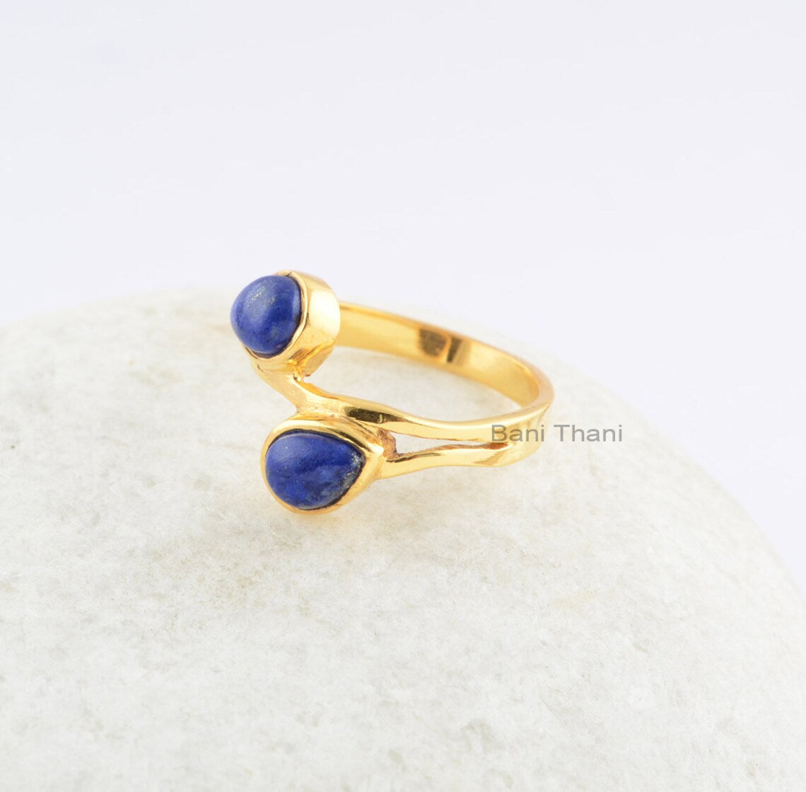 Lapis Gemstone Ring-Pear 5x7mm-Handmade Jewelry-Designer Ring-Lapis Lazuli Gold Plated Ring-Wedding Gift-Anniversary Gift-Delicate Ring