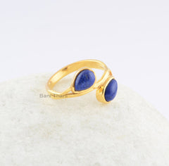 Lapis Gemstone Ring-Pear 5x7mm-Handmade Jewelry-Designer Ring-Lapis Lazuli Gold Plated Ring-Wedding Gift-Anniversary Gift-Delicate Ring