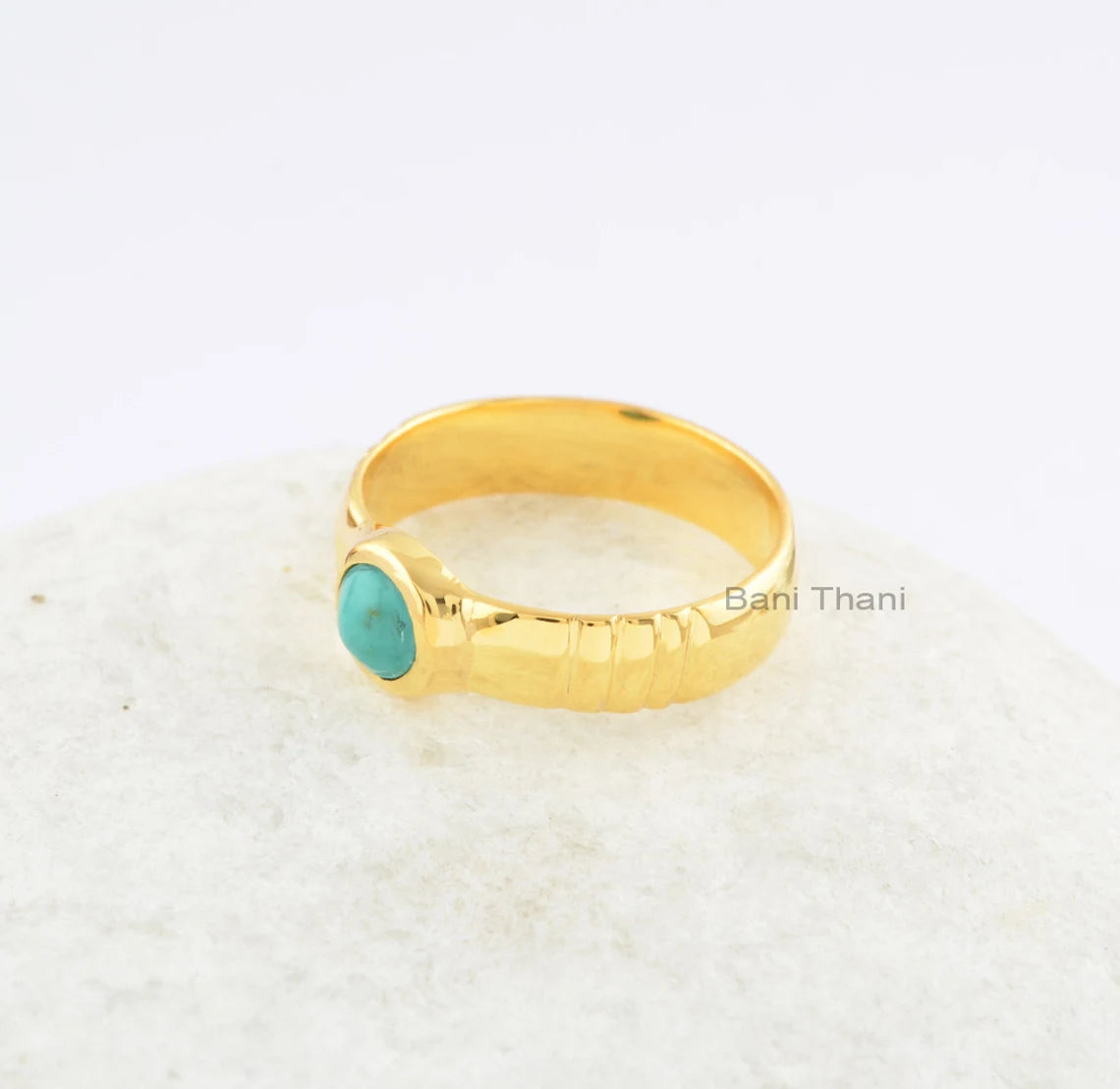 Tibetan Turquoise Ring-Round 5x5 mm-Sterling Silevr-Beautiful Ring-New Design-Gift for Her