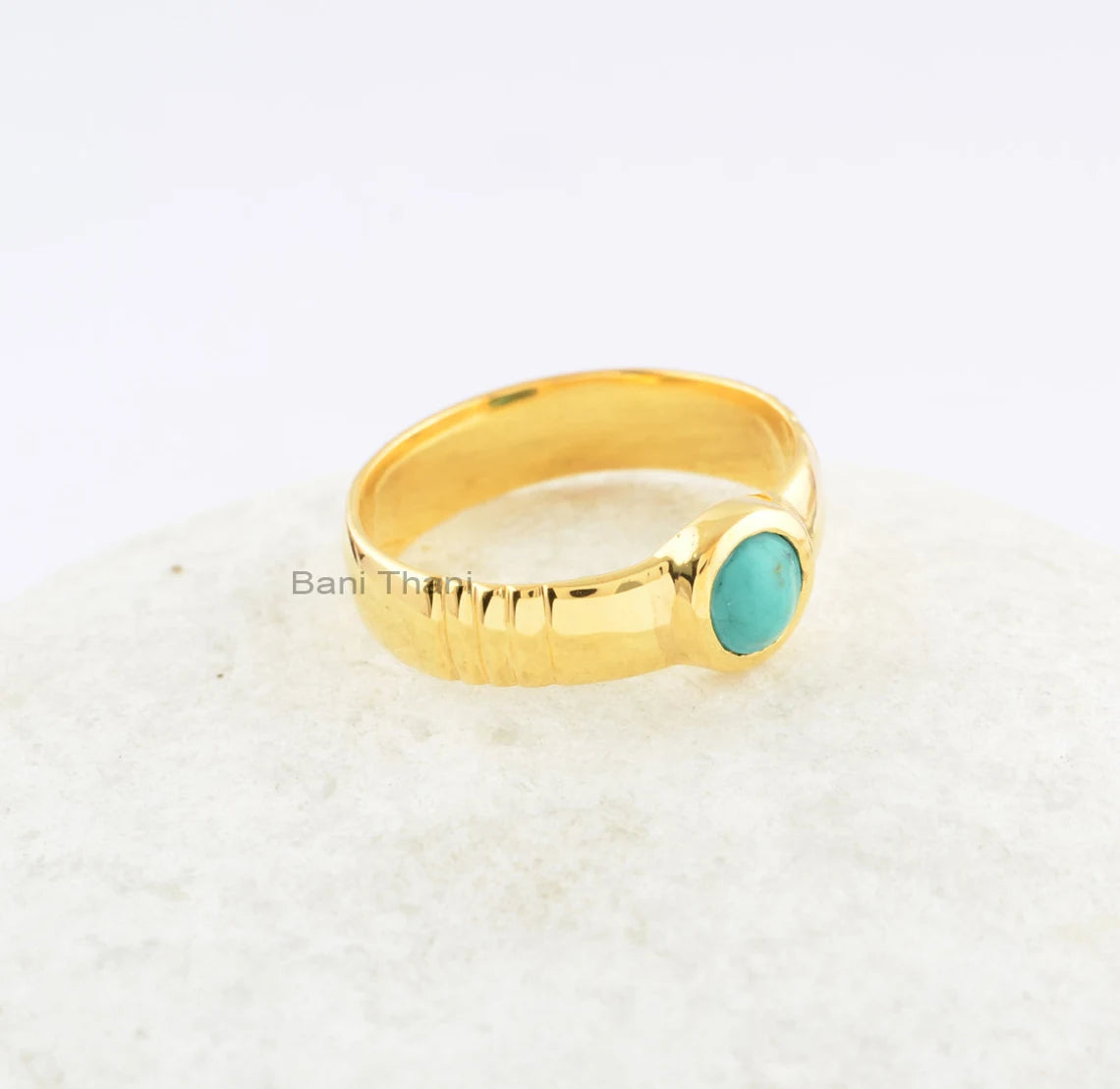 Tibetan Turquoise Ring-Round 5x5 mm-Sterling Silevr-Beautiful Ring-New Design-Gift for Her