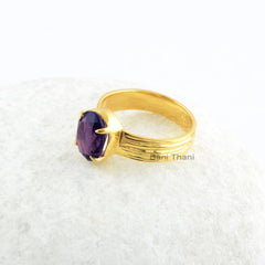 925 Sterling Silver Ring, Amethyst 8x10mm Oval Gemstone Ring, 18k Gold Plated Sterling Silver Ring, Bridesmaid Ring, Engagement Gift Ring