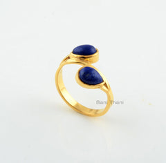 Lapis Gemstone Ring-Pear 5x7mm-Handmade Jewelry-Designer Ring-Lapis Lazuli Gold Plated Ring-Wedding Gift-Anniversary Gift-Delicate Ring