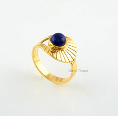 Beautiful Lapis Ring-Round 6x6 mm-Silver Ring-New Design Ring-Handmade Ring- Gemstone Ring