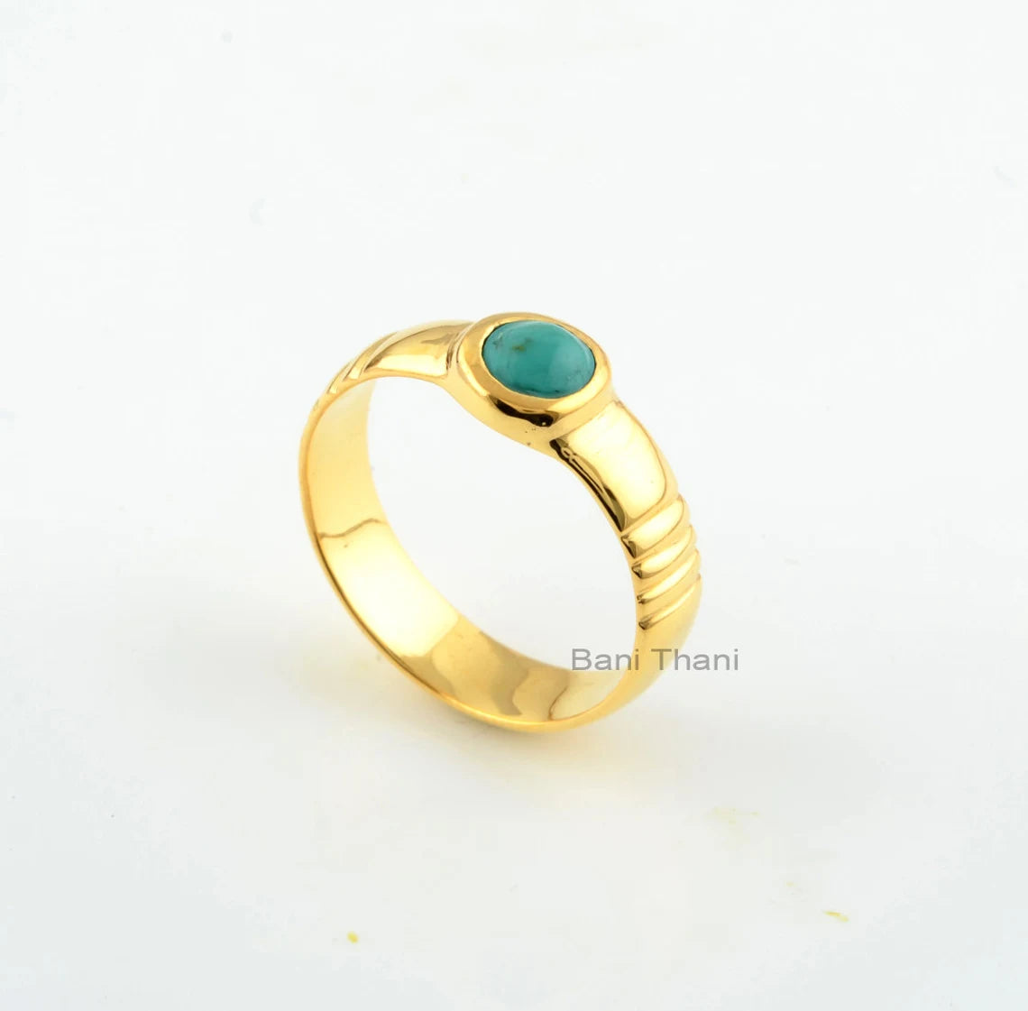 Tibetan Turquoise Ring-Round 5x5 mm-Sterling Silevr-Beautiful Ring-New Design-Gift for Her