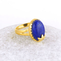 Lapis Ring - Lapis Lazuli 10x14mm Oval Gemstone Ring - Sterling Silver Ring - Gold Plated Ring - Engagement Ring - Womens Ring - Dainty Ring