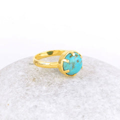 Arizona Turquoise Ring - 925 Silver - Turquoise Round - Handmade Ring - Man Made Jewelry - Gift For Inspiration - Jewelry For Flower Girls