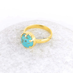 Arizona Turquoise Ring - 925 Silver - Turquoise Round - Handmade Ring - Man Made Jewelry - Gift For Inspiration - Jewelry For Flower Girls