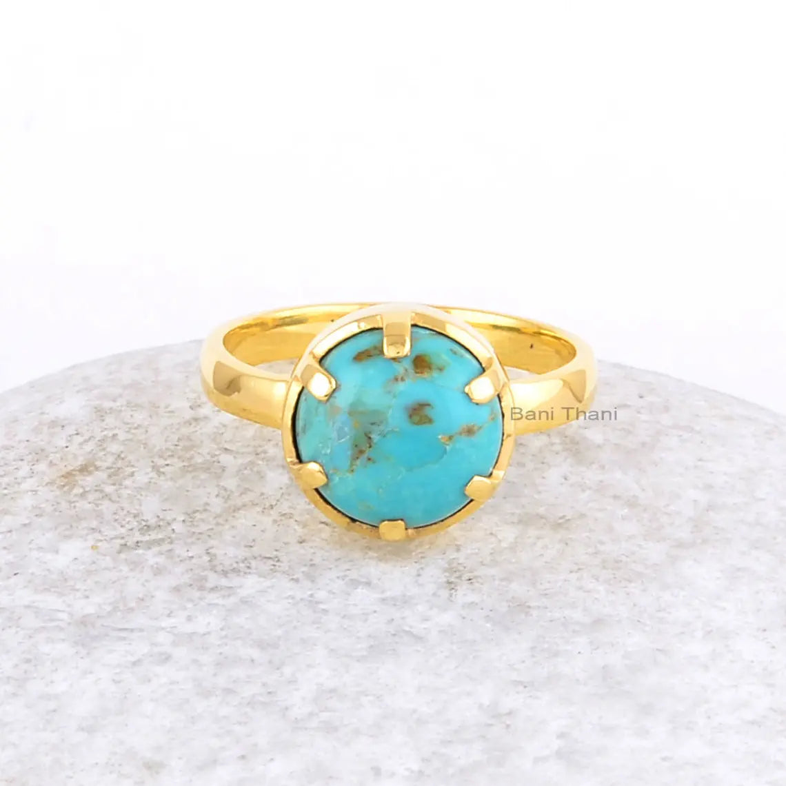Arizona Turquoise Ring - 925 Silver - Turquoise Round - Handmade Ring - Man Made Jewelry - Gift For Inspiration - Jewelry For Flower Girls