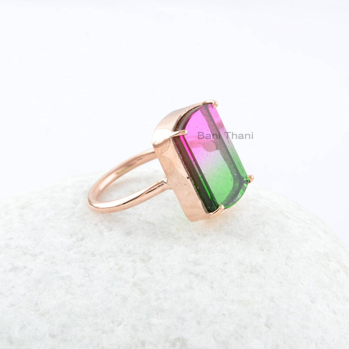 Bio Tourmaline Quartz Ring - 925 Silver - Handmade Ring - Prong Set Ring - Elegant Jewelry - Jewelry For The Traveler - Gift For Wholesale