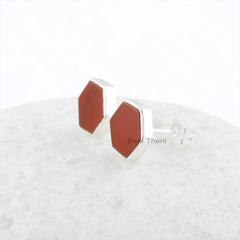 Red Jasper Earrings-Red Jasper Hexagon 9x9mm Sterling Silver Earrings-Jasper Earrings-Gemstone Earrings-Handmade Jewelry-Gift For Women