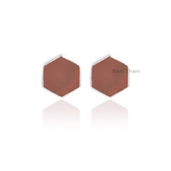 Red Jasper Earrings-Red Jasper Hexagon 9x9mm Sterling Silver Earrings-Jasper Earrings-Gemstone Earrings-Handmade Jewelry-Gift For Women