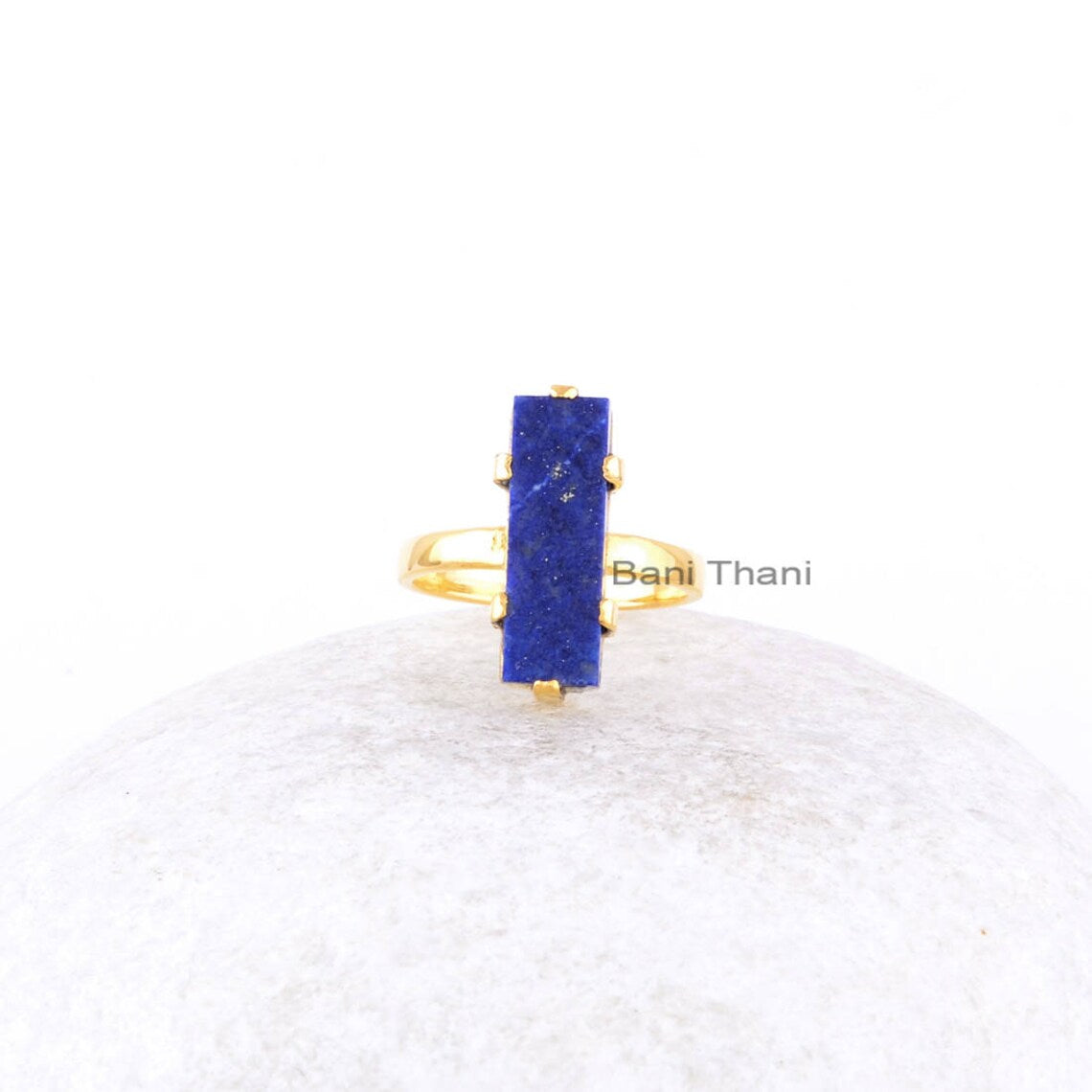 Lapis Lazuli Ring - Sterling Silver - Gemstone Ring - 6x18mm Rectangle - Prong Set Jewelry - Jewelry for Bridesmaids - Gift for Protection