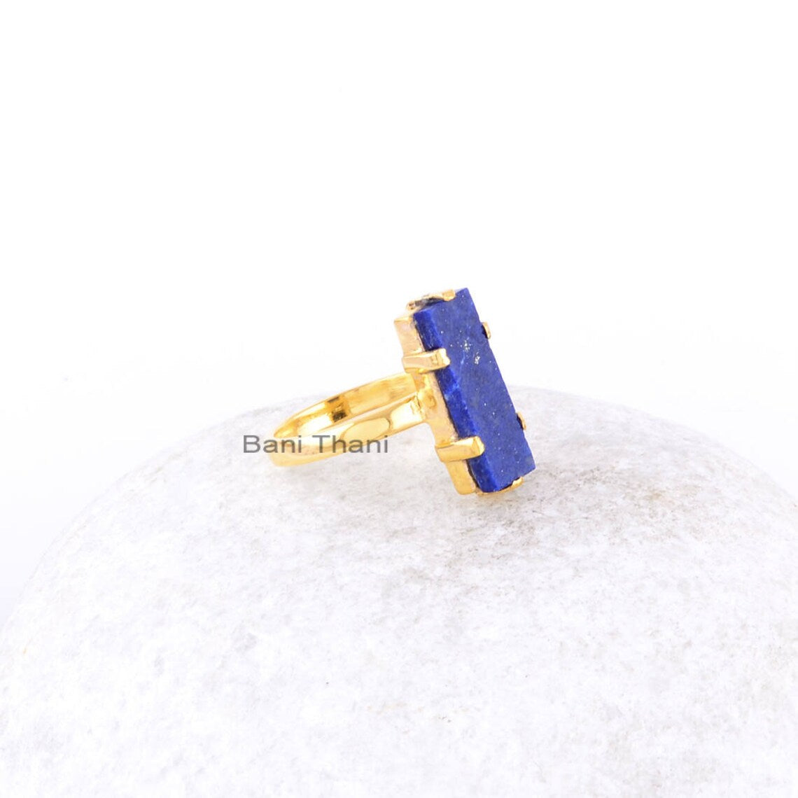 Lapis Lazuli Ring - Sterling Silver - Gemstone Ring - 6x18mm Rectangle - Prong Set Jewelry - Jewelry for Bridesmaids - Gift for Protection