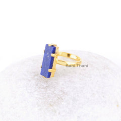 Lapis Lazuli Ring - Sterling Silver - Gemstone Ring - 6x18mm Rectangle - Prong Set Jewelry - Jewelry for Bridesmaids - Gift for Protection