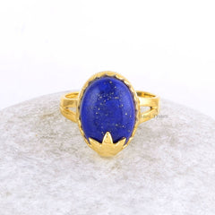 Lapis Ring - Lapis Lazuli 10x14mm Oval Gemstone Ring - Sterling Silver Ring - Gold Plated Ring - Engagement Ring - Womens Ring - Dainty Ring