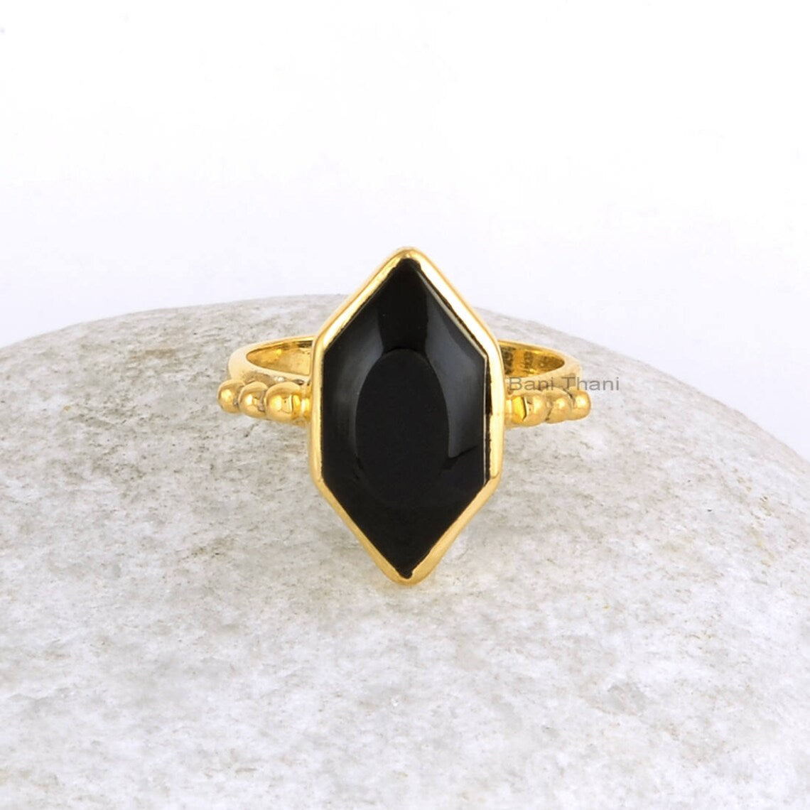 Black Onyx Ring - Sterling Silver - Faceted Hexagon Stone - Gemstone Ring - High Quality Jewelry - Jewelry For Girls - Gift For Besties