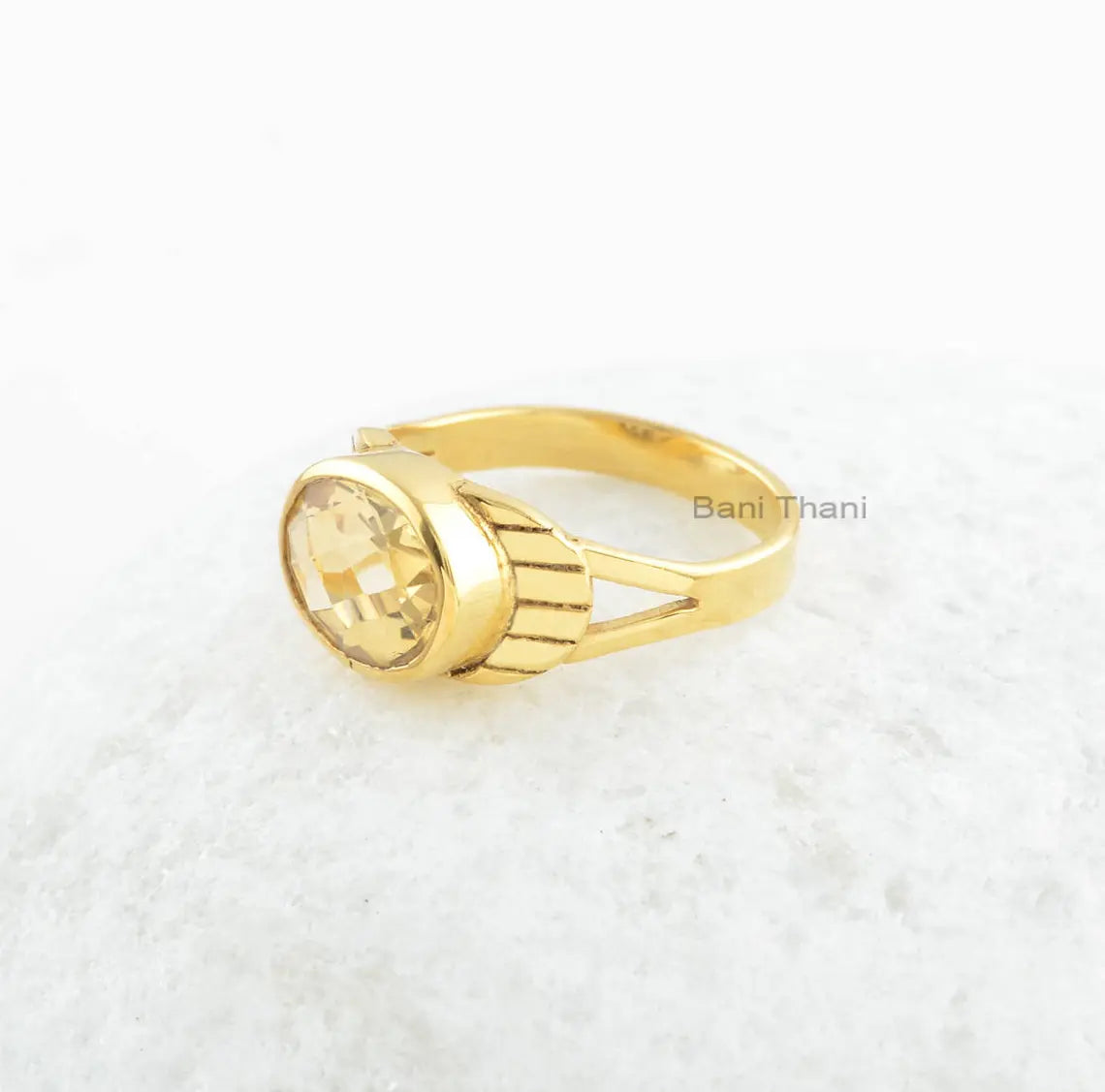 Citrine Silver Ring - 8x10mm Oval Sterling Silver Ring - Gold Plated Ring - Engagement Ring - Handmade Ring - Gift for Mother - Dainty Ring
