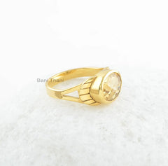 Citrine Silver Ring - 8x10mm Oval Sterling Silver Ring - Gold Plated Ring - Engagement Ring - Handmade Ring - Gift for Mother - Dainty Ring