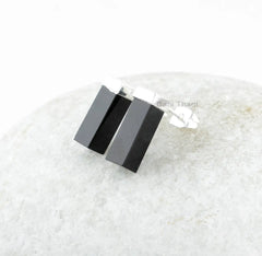 Black Onxy Ring-Black Onyx 5x15mm Rectangle Stud Earrings-925 Sterling Silver Earrings-Stud Earrings-Gift For Her