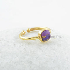 Copper Purple Turquoise Ring - 7mm Cushion Gemstone Ring - Sterling Silver Ring - Gold Plated Ring - Gift for Engagement - Gift for Mother