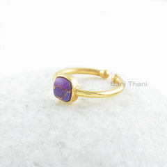 Copper Purple Turquoise Ring - 7mm Cushion Gemstone Ring - Sterling Silver Ring - Gold Plated Ring - Gift for Engagement - Gift for Mother