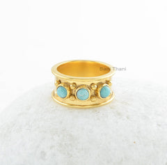 Amazonite Ring-Amazonite 4x4mm Round Sterling Silver Ring-Gold Plated Ring-Gemstone Ring-Handmade Ring-Anniversary Gift