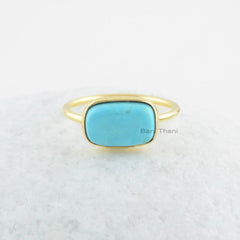 Arizona Turquoise Ring-Arizona Turquoise 8x12mm Cushion Sterling Silver Ring-Gold Plated Ring-Gemstone Ring-Engagement Gift-Gift For Her