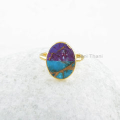 Purple Turquoise Ring- Sterling Silver - Copper Blue Turquoise- 13x16mm Gemstone Ring -Artisan Jewelry - Gift for Ladies- Jewelry for Spouse