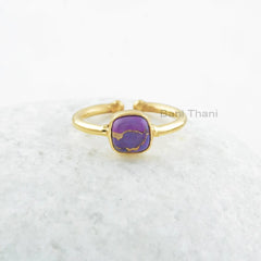 Copper Purple Turquoise Ring - 7mm Cushion Gemstone Ring - Sterling Silver Ring - Gold Plated Ring - Gift for Engagement - Gift for Mother
