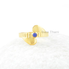 Lapis Lazuli Gemstone Ring - 3mm Round Silver Ring - Handmade Ring - Gold Plated Ring - Engagement Gift - Jewelry for Women - Gift for Her