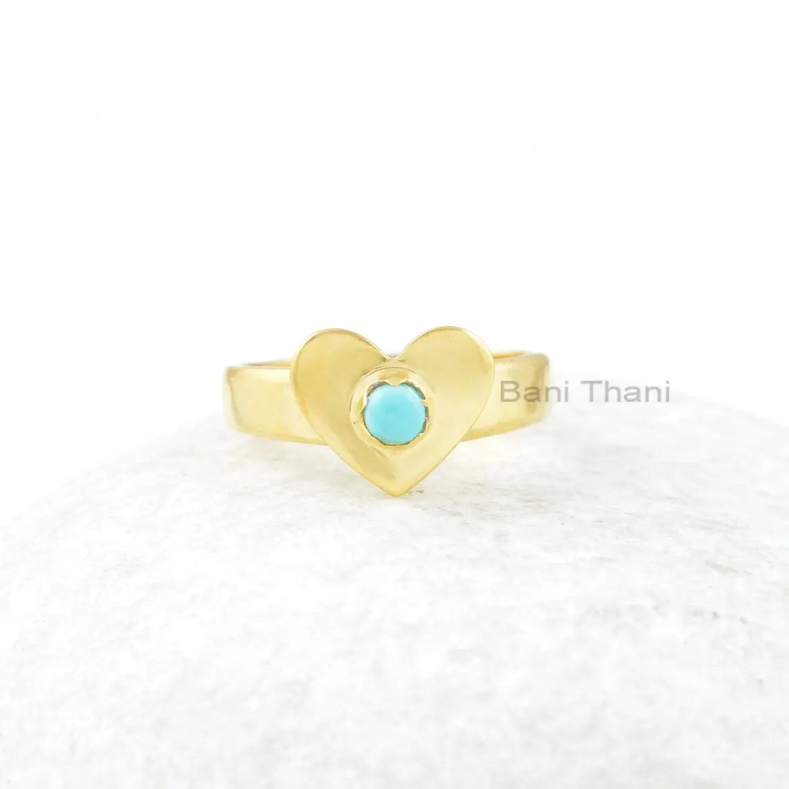 Heart Shape Turquoise Ring, Arizona Turquoise 4x4mm Round Sterling Silver Gemstone Ring, Wedding Ring, Women Jewelry, Jewelry Shop