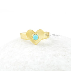 Heart Shape Turquoise Ring, Arizona Turquoise 4x4mm Round Sterling Silver Gemstone Ring, Wedding Ring, Women Jewelry, Jewelry Shop