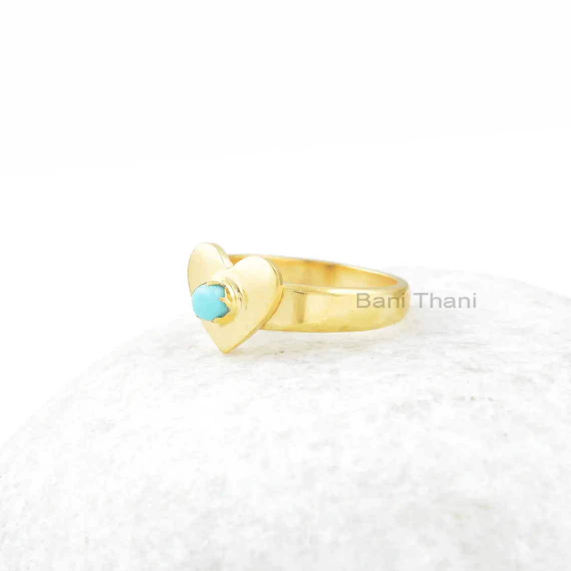 Heart Shape Turquoise Ring, Arizona Turquoise 4x4mm Round Sterling Silver Gemstone Ring, Wedding Ring, Women Jewelry, Jewelry Shop