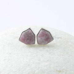 Lepidolite Silver Earrings, Lepidolite 10x10 Trillion Hexagon Gemstone Earrings, Sterling Silver Earrings, Studs Earrings, Gift For Her