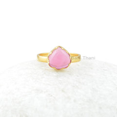 Pink Tourmaline Quartz Ring - 9mm Heart Shape Gemstone Ring - Sterling Silver Ring - 18k Gold Plated - Gift for Bride - Handmade Jewelry