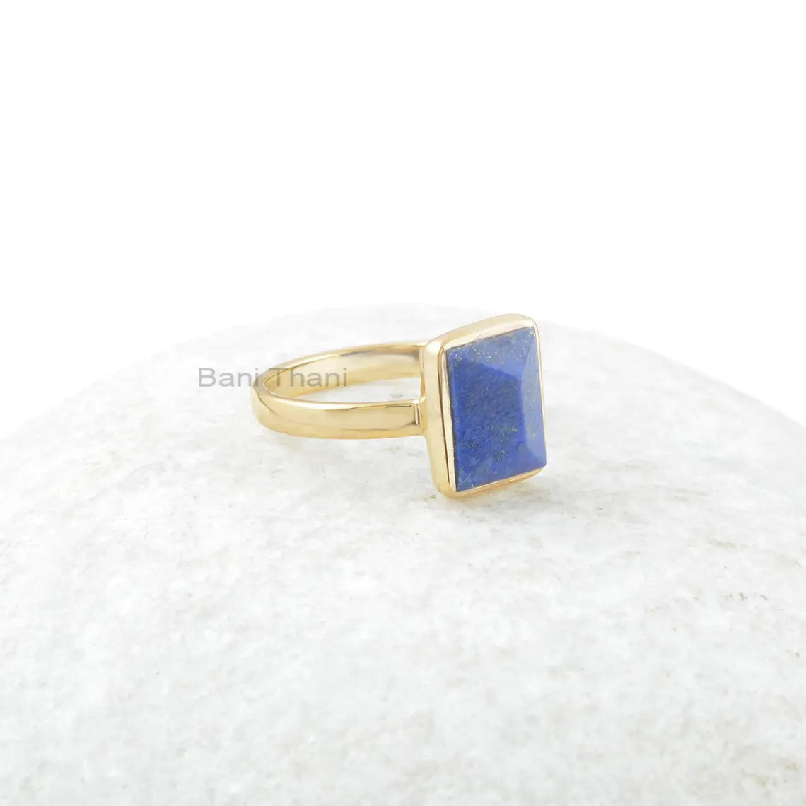 Lapis Lazuli Gemstone Silver Ring - 925 Sterling Silver Lapis Ring - Handmade Ring for Wedding - Gold Plated Handcrafted Ring - Gift for Her
