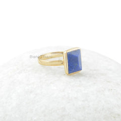 Lapis Lazuli Gemstone Silver Ring - 925 Sterling Silver Lapis Ring - Handmade Ring for Wedding - Gold Plated Handcrafted Ring - Gift for Her