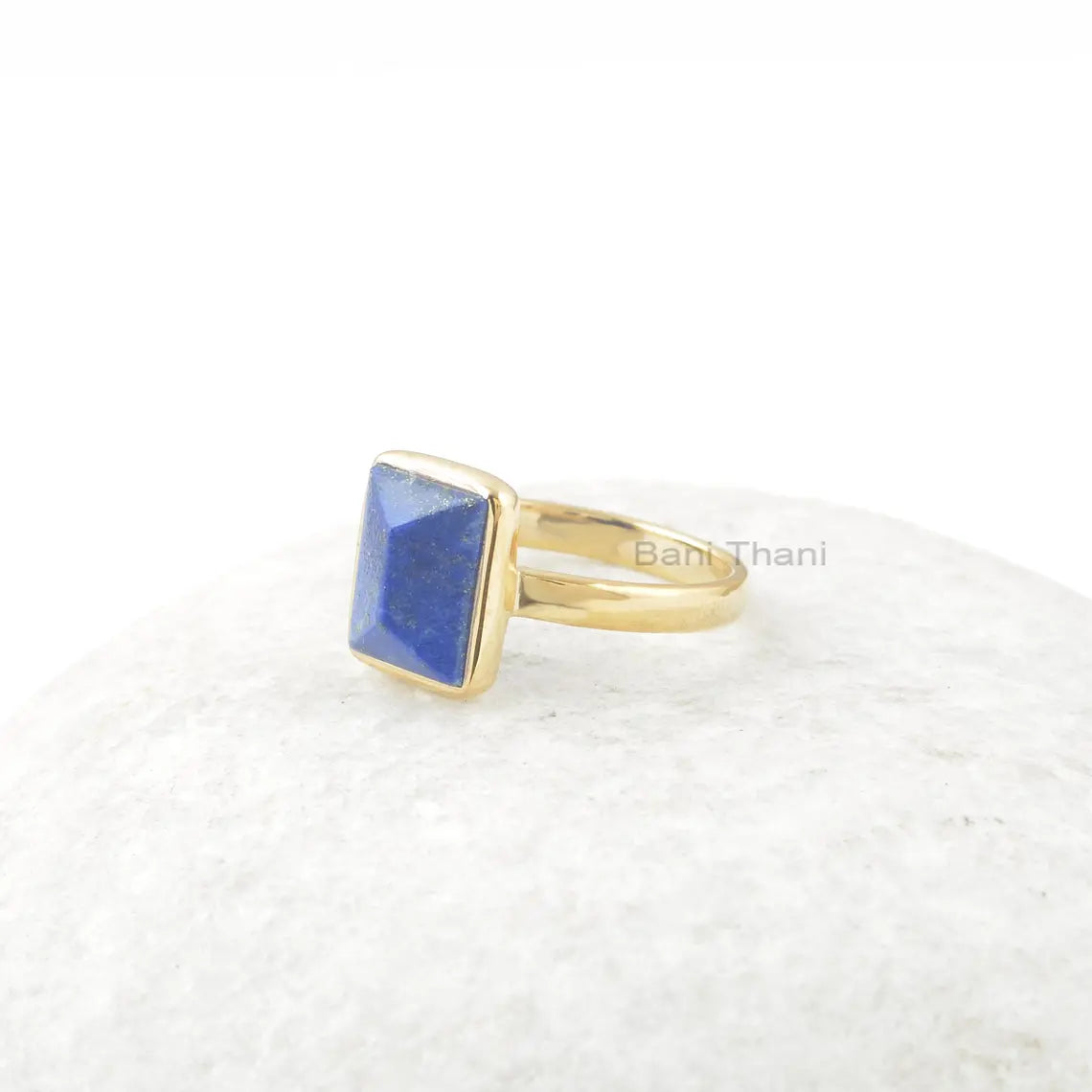Lapis Lazuli Gemstone Silver Ring - 925 Sterling Silver Lapis Ring - Handmade Ring for Wedding - Gold Plated Handcrafted Ring - Gift for Her