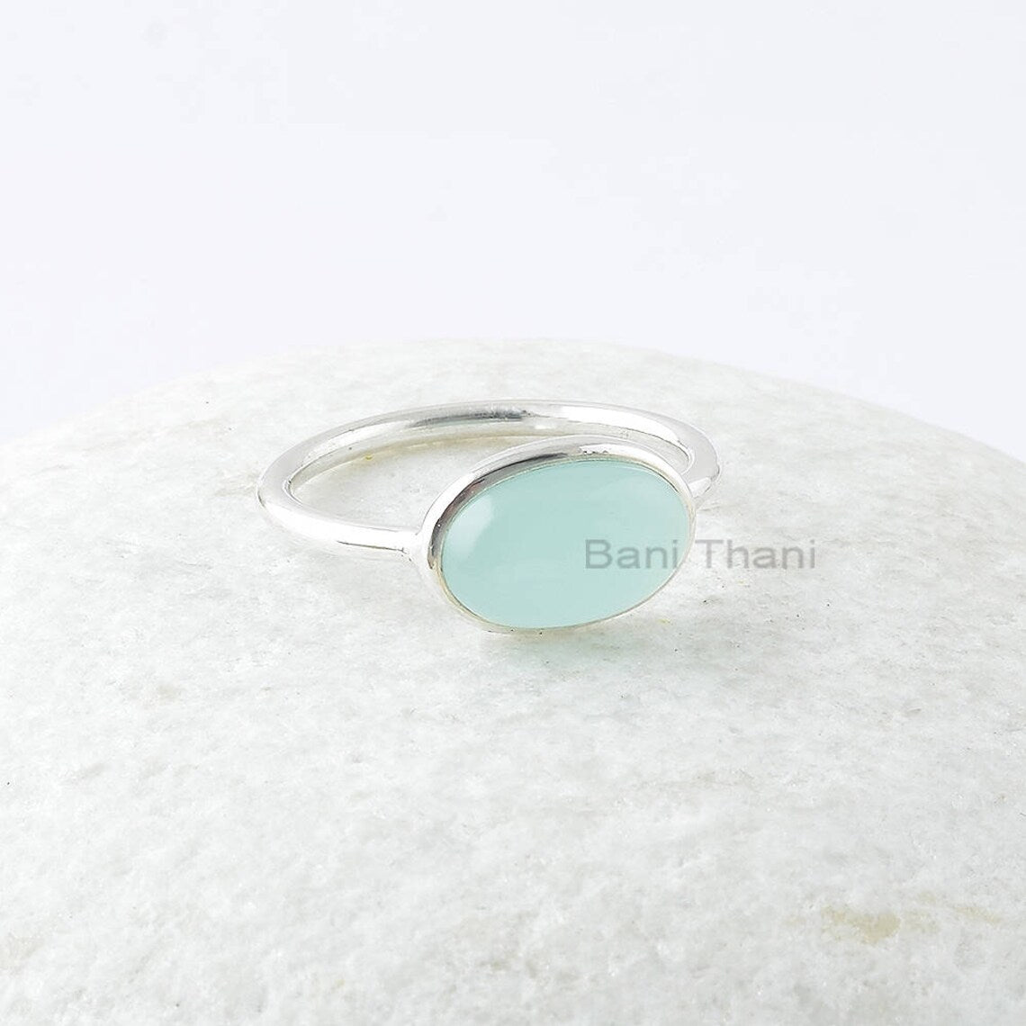 Aqua Chalcedony Ring, Aqua Chalcedony 7x11mm Oval Gemstone Sterling Silver Ring, Gemstone Ring, Women Jewelry, Gift For Bridesmaid