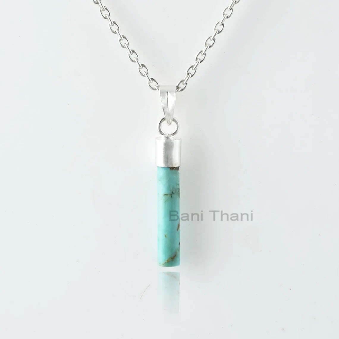 Arizona Turquoise Necklace - 925 Silver - Handmade Necklace - 4x22mm Long Stick - Gemstone Jewelry - Gift For Nurse - Jewelry For Birthday