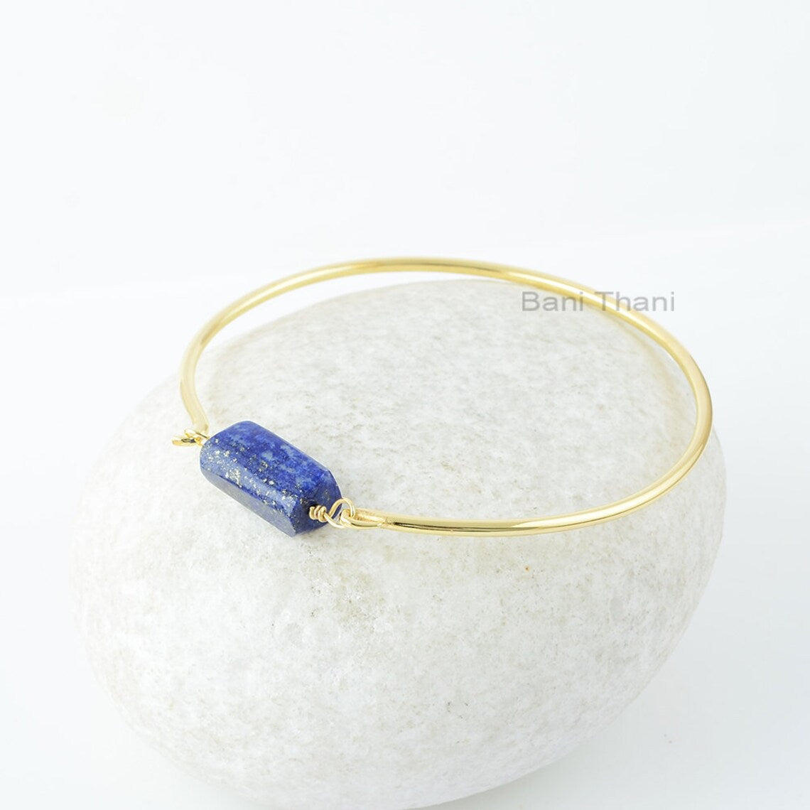 Lapis Lazuli Bangle, Lapis Lazuli 8x18mm Nugget Bead Gemstone Bangle, Silver Bangle, 18k Gold Plated Bangle, Lapis Bracelets For Women