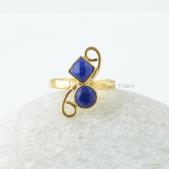 Lapis Lazuli Gemstone Silver Ring - Lapis Gold Plated Ring - Wedding Gift Ring - Solid 925 Silver Handmade Ring - Designer Rng -Gift for Her