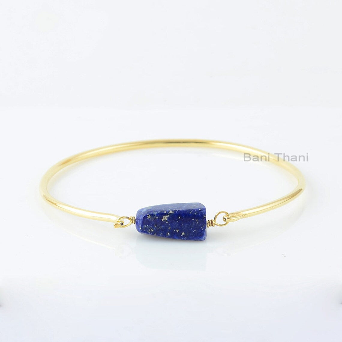 Lapis Lazuli Bangle, Lapis Lazuli 8x18mm Nugget Bead Gemstone Bangle, Silver Bangle, 18k Gold Plated Bangle, Lapis Bracelets For Women