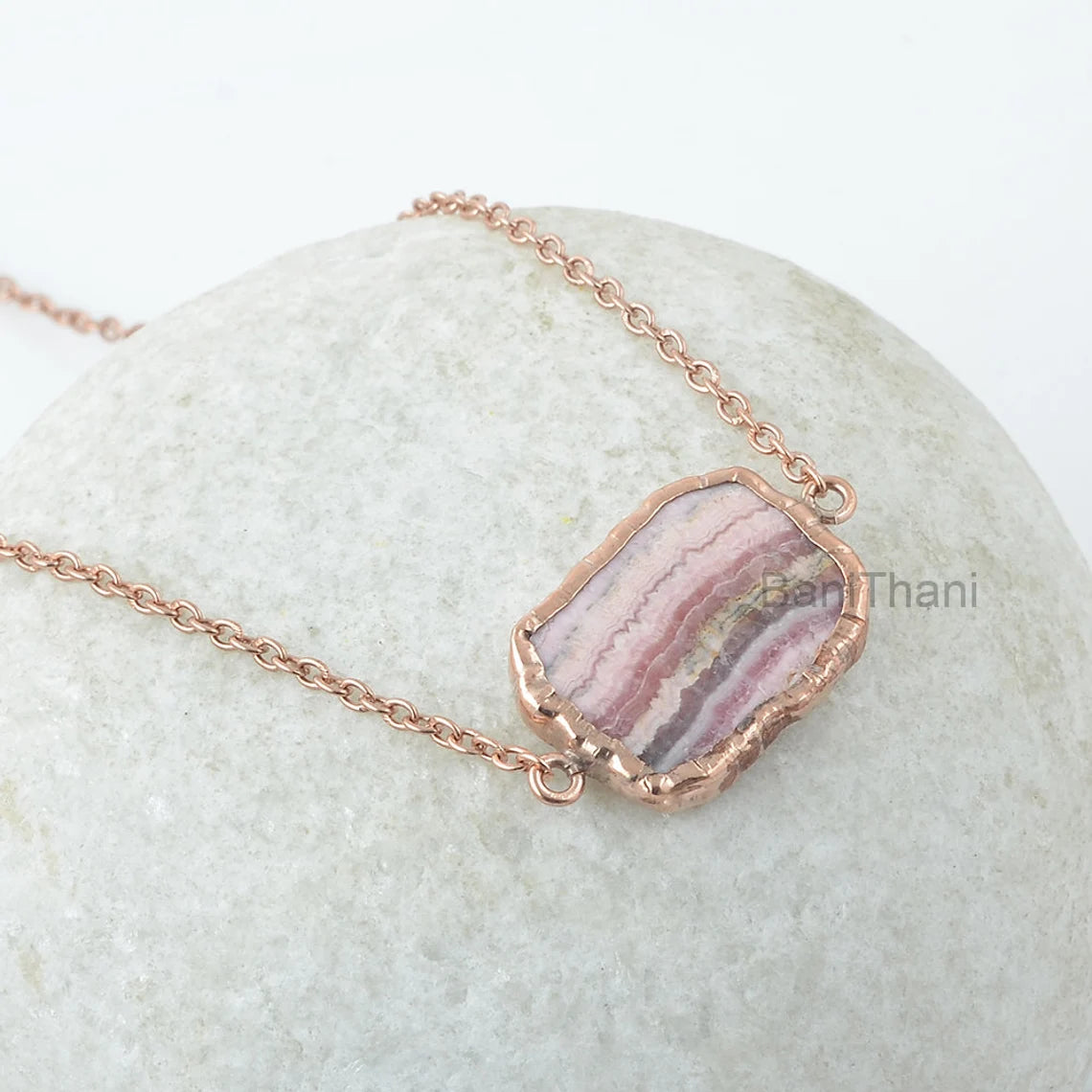 Rhodochrosite Necklace - Gold Plated Pendant Necklace - Solid Silver - 17x23mm - Fashion Jewelry -Jewelry For Wholesale -Gift For Bridesmaid